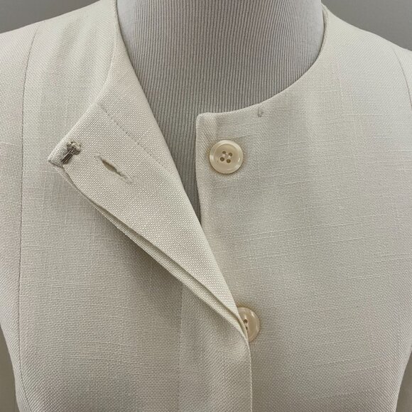 Albert Nipon Women’s Vintage Cream White Linen-Blend Suit Jacket Blazer - Picture 5 of 9